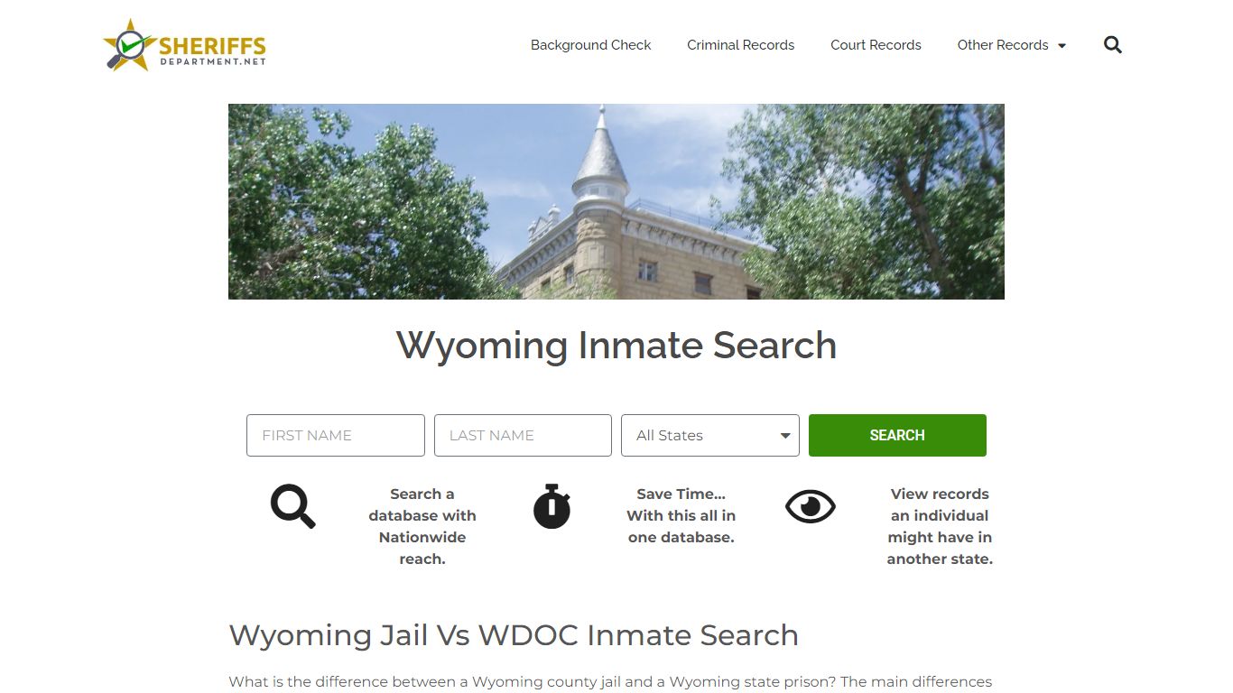 Wyoming Inmate Search: Lookup WDOC Prison and County Jail Records.