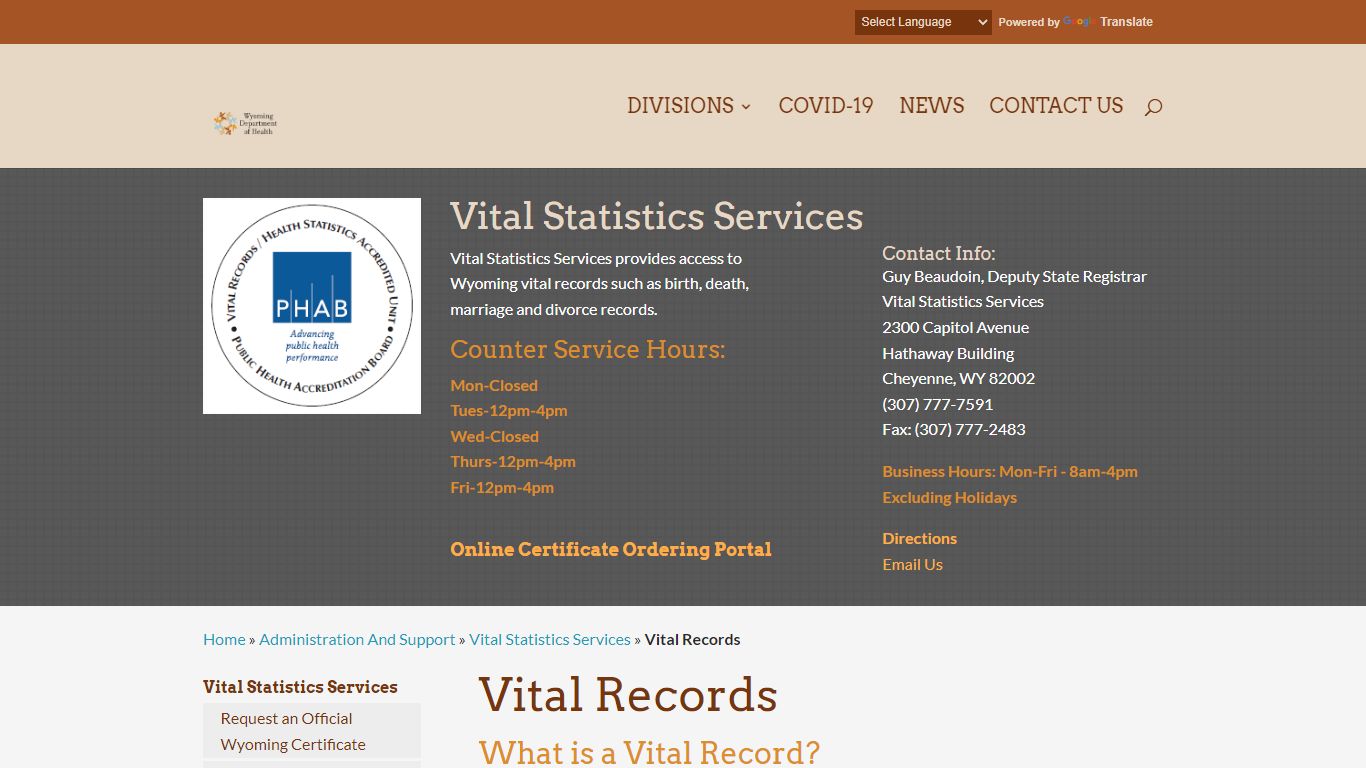 Vital Records - Wyoming Department of Health